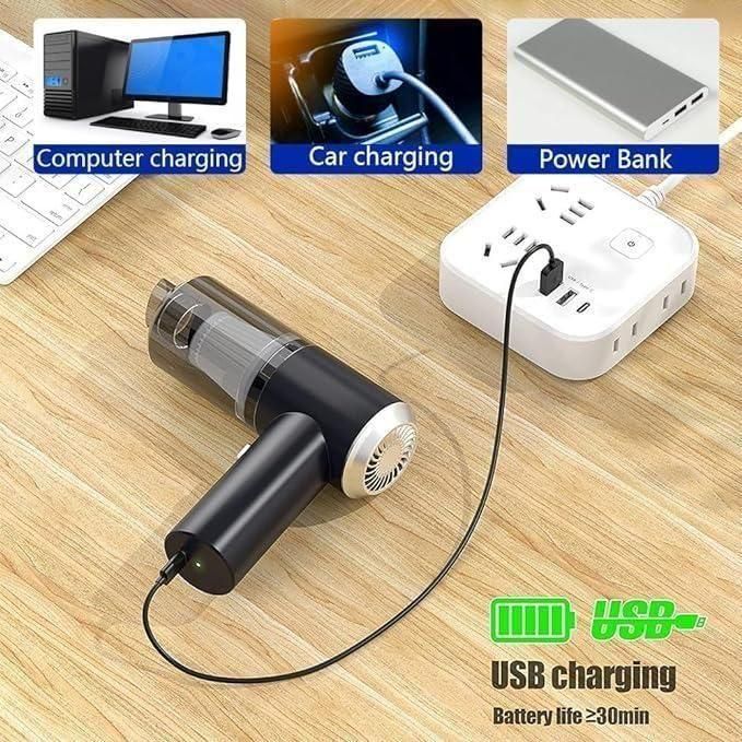 2-in-1 Vacuum Suction Cleaner & Air Duster – Wireless, Rechargeable & Portable